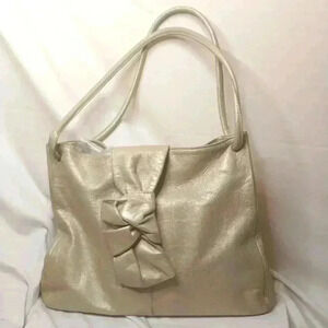 Miss Mak Montreal Goldish Leather Hobo Shoulder Bag Purse